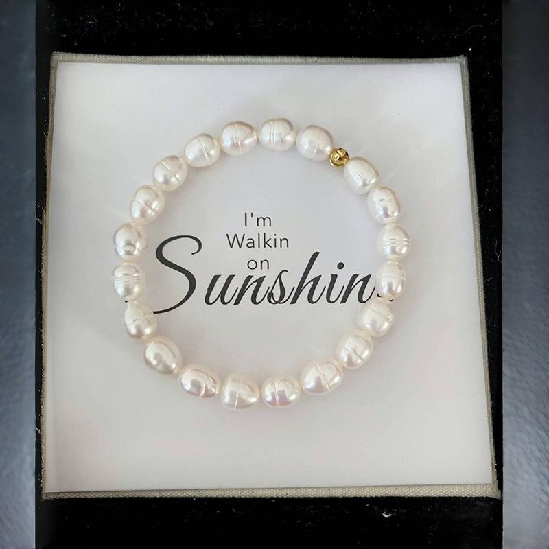 Korean Style Natural Freshwater Pearl Bracelet - Elegant, Colorfast Gift for Girlfriend