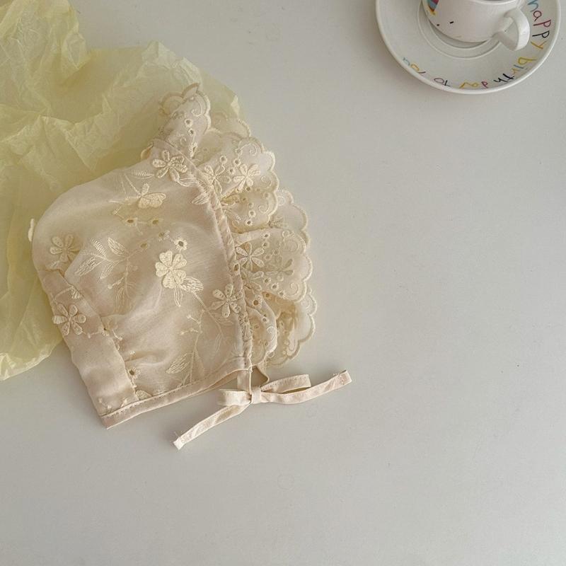 Bequeme Babymütze Sommerhaube Stickerei-Design Fötale Mützen mit Kinnband für Säuglingsmädchen 2-18 Monate