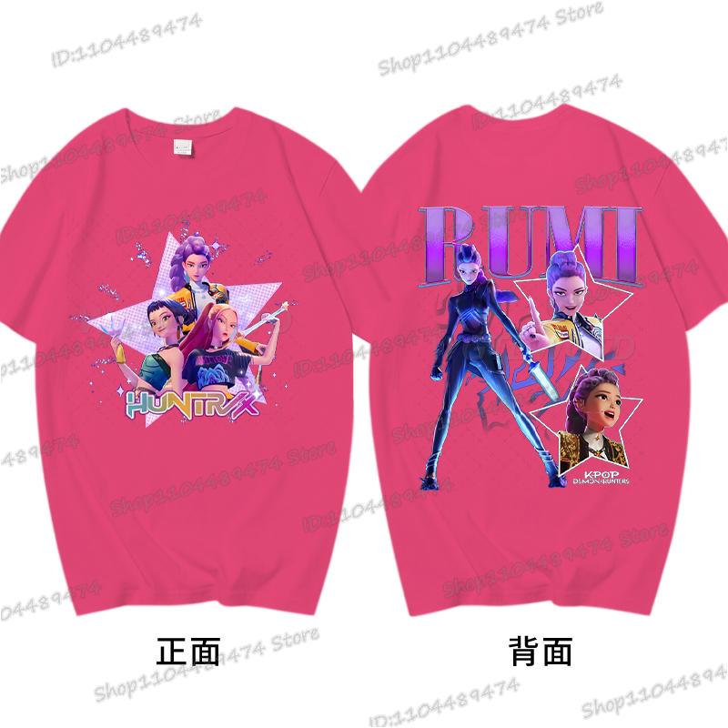 Anime KPop Demon Hunters Cotton Tshirts Graphic Hip Hop Vintage T Shirt Men Women Harajuku Rumi Zoey Miba KPop Movie Tshirt