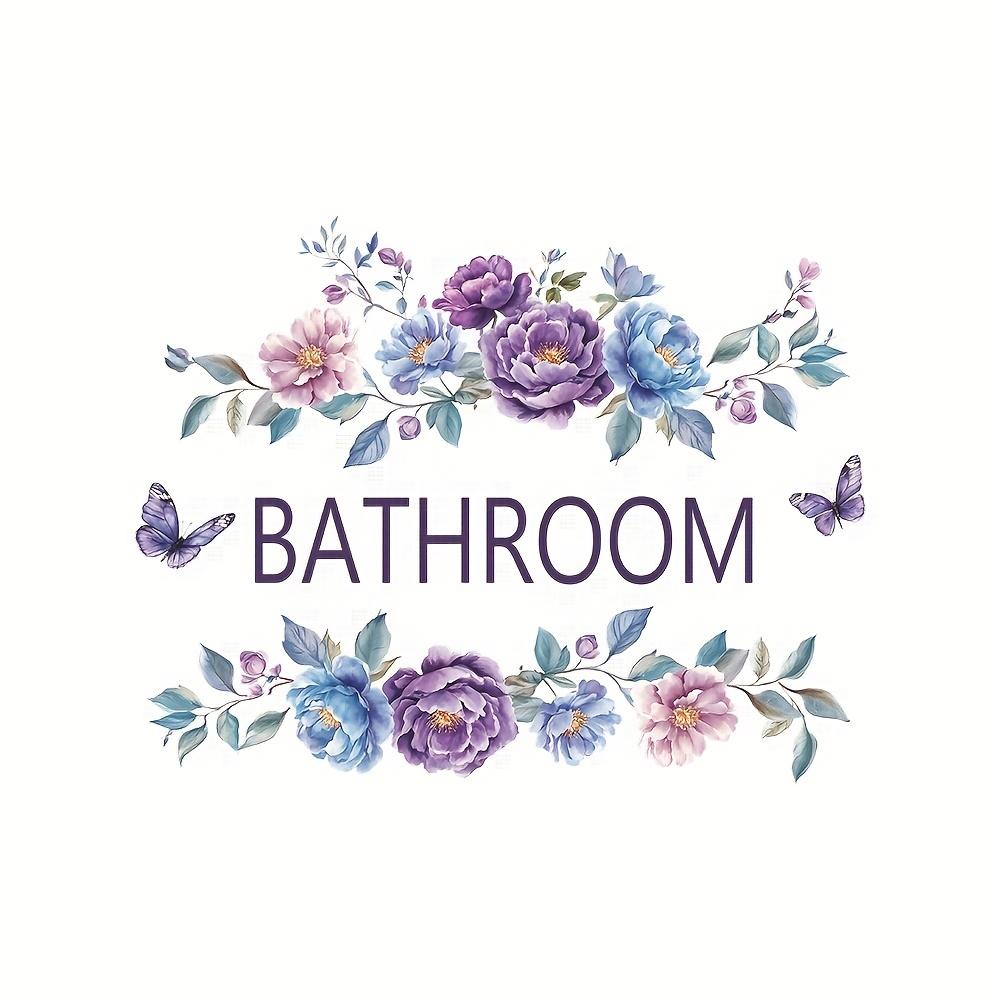 1pc Creative Floral Bathroom Slogan Wall Sticker for Bedroom Entrance Home Decor Self-Adhesive