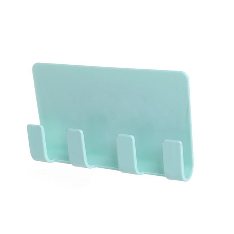 Sticky Phone Support Phone Charger Holder Wall Mounted 4 Hooks Storage Hanger Storage Rack for Home