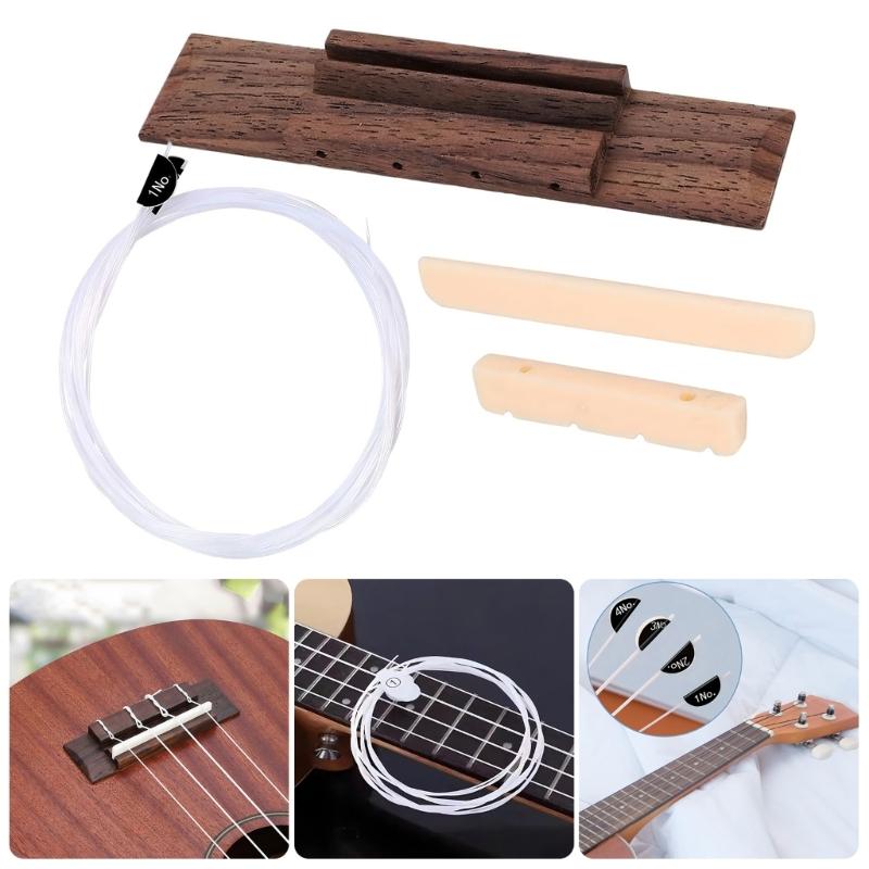 Premium Rosewood Ukulele Saddles Bridge Replacement Set for Enhances Sound Vibration Transmission on 4 String Instrument