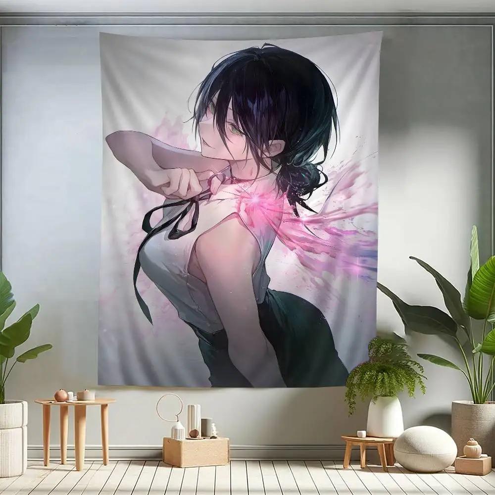 Anime CChainsaw Man RReze Cartoon Tapestry Wall Decoration Home Decoration Japanese Anime Printed Tapestry Dormitory