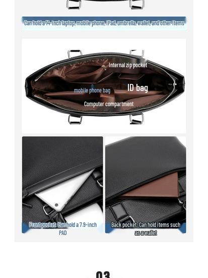 Men's Large Capacity Soft Leather Business Briefcase - A4 Shoulder and Crossbody Computer Bag