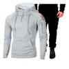New Men's Sweatshirt Decorative Zipper Neck Hooded Long Sleeve Sleeves Mizi Patch Pocket Sweatshirt Set