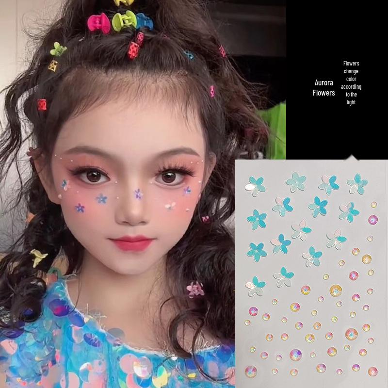 Aurora Butterfly Rhinestone Face Stickers for Children's Stage Makeup
