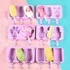 Silicone 3-Cavity Popsicle & Ice Cube Tray with Lid