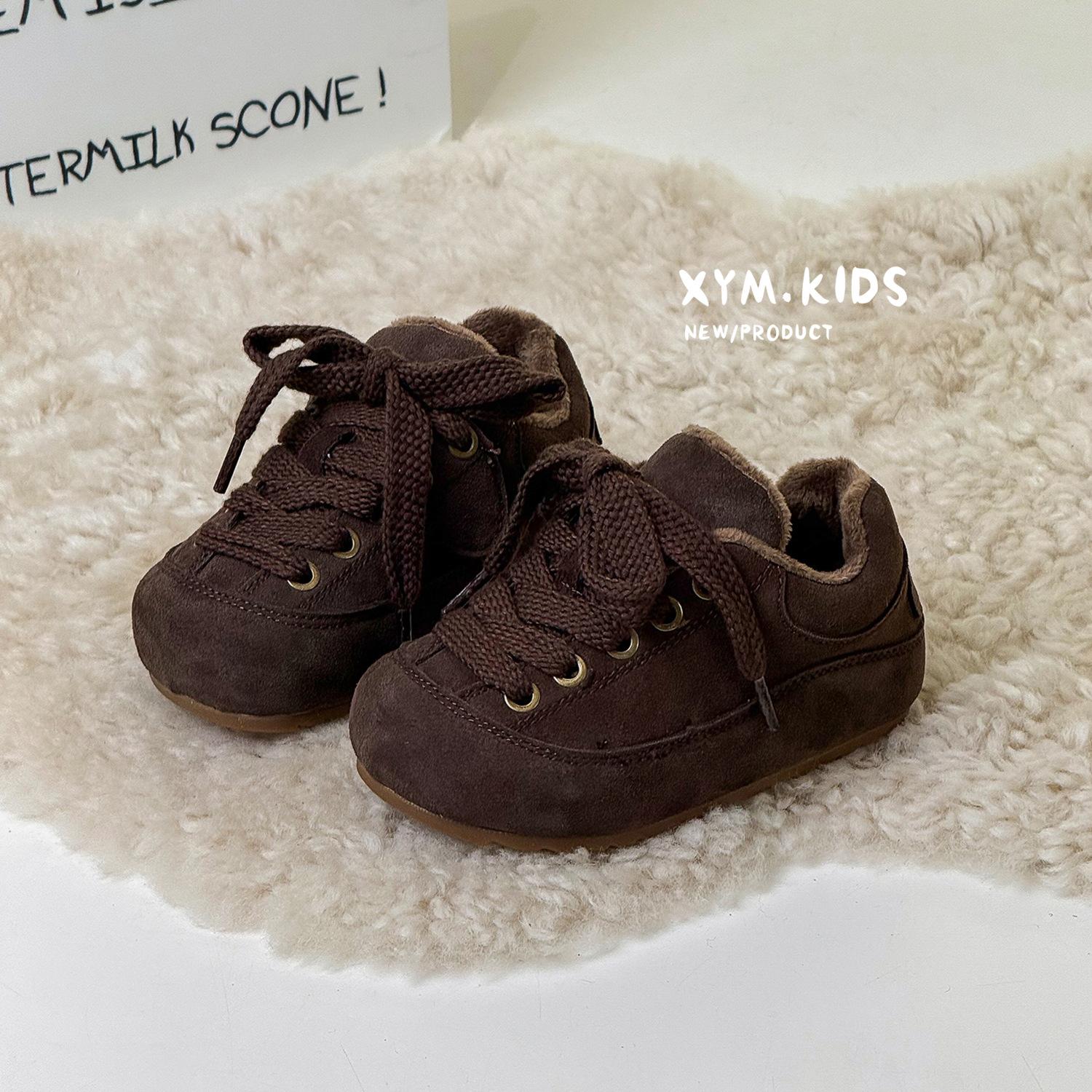 

2025 autumn and winter new children s shoes Korean version retro Mori round head soft sole baby shoes two cotton bread shoes Size 23-25 3 pairs of minimum approval
