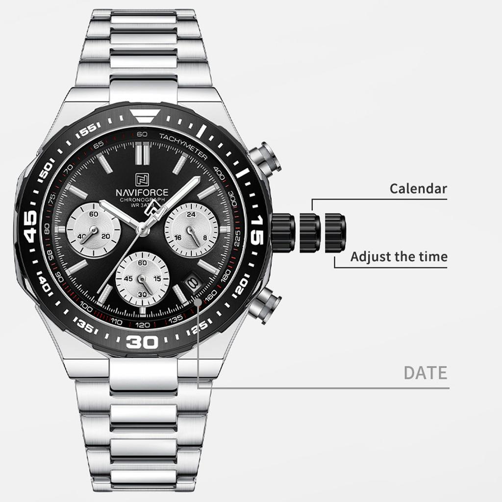 Luxury Analog Watches Steel Waterproof Classic Quartz Wristwatches Fashion Watch Men Chronograph Calendar Male Clock Gifts