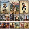 Artisian Ride Horse Metal Poster Cowgirl Cowboy Tin Plate Horse Racing Decorative Sign Wall Decor Garage Bar Pub Club Hotel Cafe