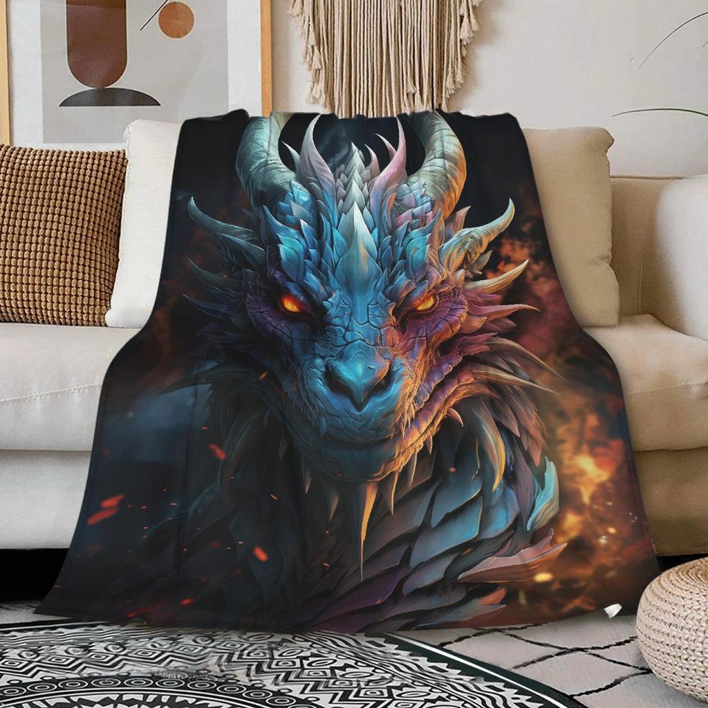 Cool black gold dragon blanket soft flannel blanket living room bedroom sofa office decoration blanket