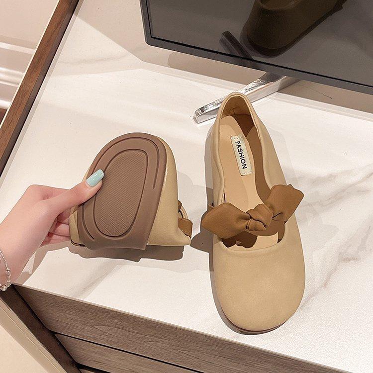 Zachte Platte Mary Jane Enkelschoenen Modieuze en Comfortabele Dames Lente Strik Ondiepe Mond Zachte Zool Bonenschoenen