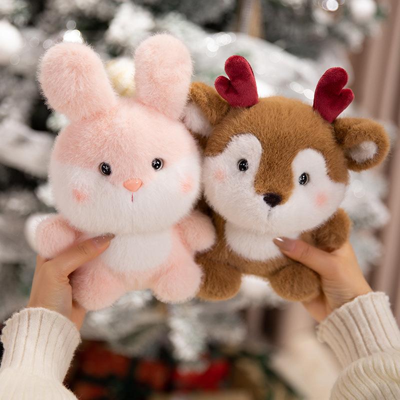 Cartoon Cute Little Bear Chicken Elk Table with Doll Plush Toys Children's Day Birthday Gift Doll Rag Doll