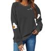 Women's Halloween Ghost Print Fleece Lined Crew Neck Sweatshirt, European Sizes S-3XL - Long Sleeve Casual Sportswear