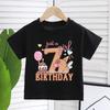 New Capybara Summer Birthday Number Pure Cotton Print Kids T Shirts Short Sleeved Cute Children's T-shirt