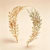European Forest Style Golden Leaf Olive Branch & Wheat Ear Bridal Headband