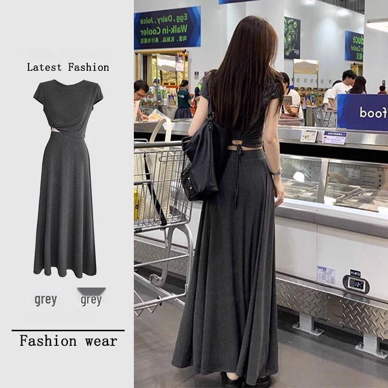 

2026 Stylish Spring/Summer Outfit: Trendy Solid Color Long Dress S for 40/45kg