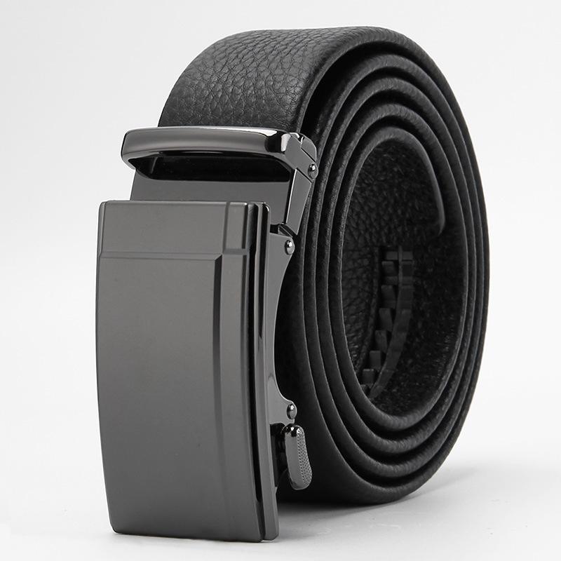 New Men's Head Leather Automatic Buckle Leather Belt Pure Real Cowhide Business Casual Belt