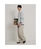 Binpolmen Collared Contrast Long Sleeve T-Shirt Light Gray