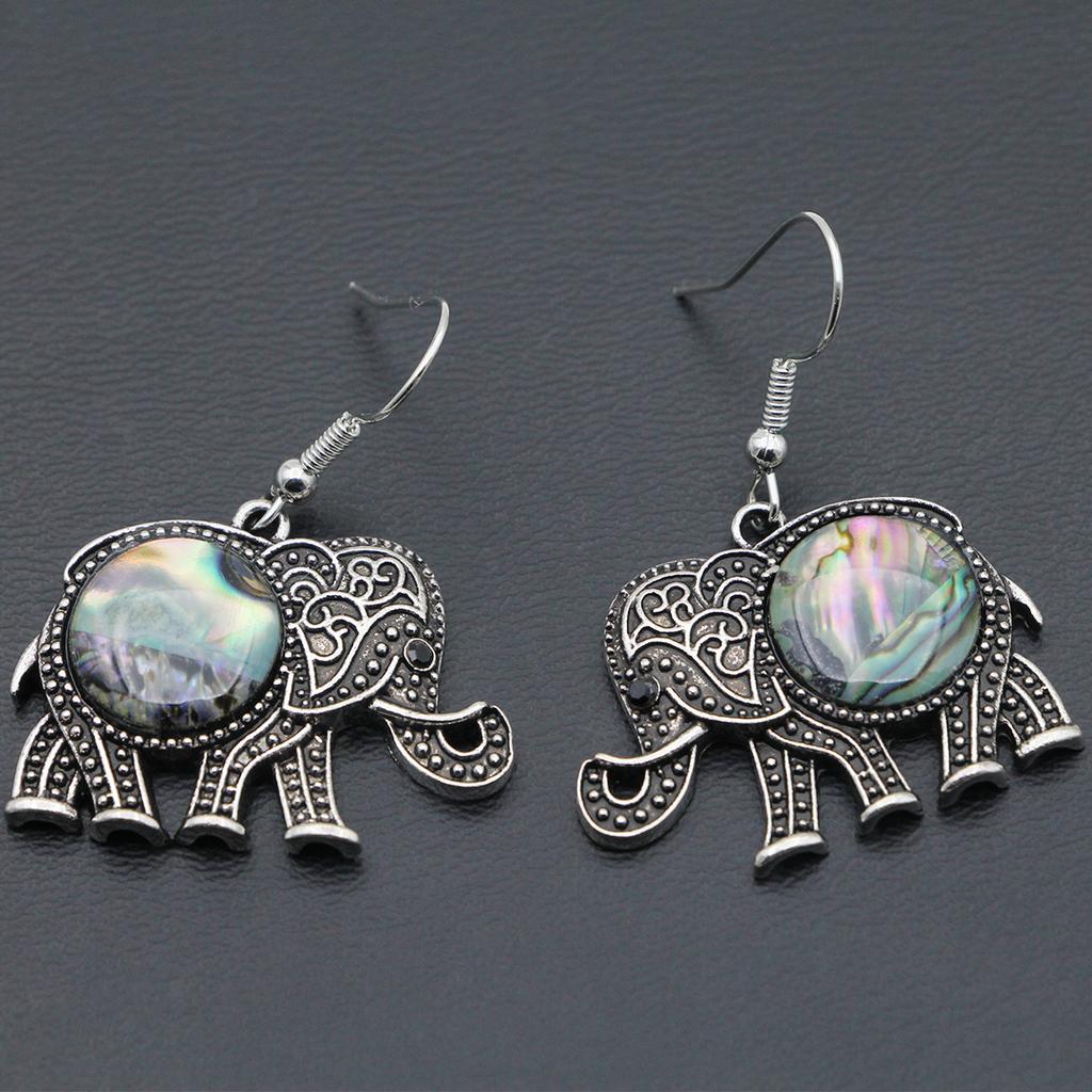 VILLWICE New Colorful Shell Various Shapes Owl Women Hollow Zinc Alloy Antique Silver Plated Retro Drop Earring Jewelry Crafts