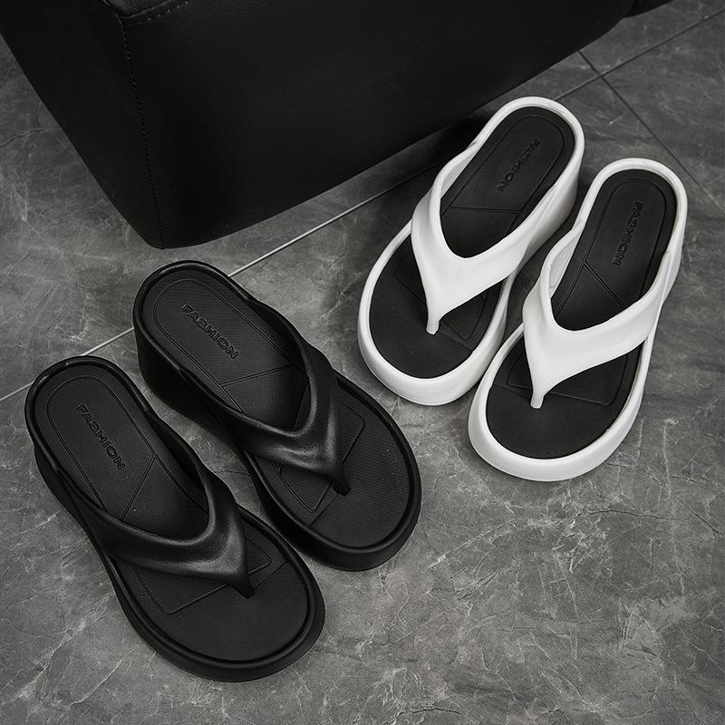 

Женские шлепанцы на танкетке с застежкой на носок, шлепанцы из ЭВА на толстой подошве, летние пляжные сандалии на массивной платформе, уличные шлепанцы