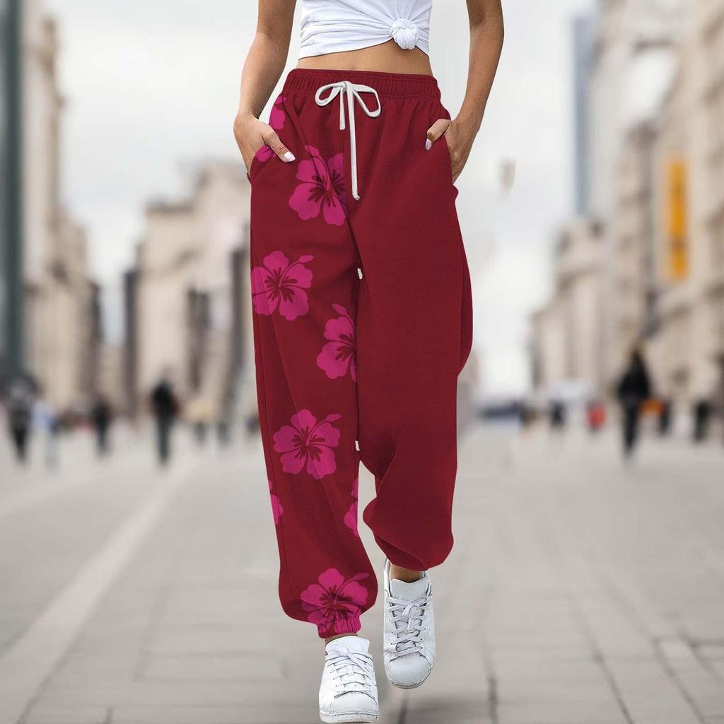 Women's Casual Fashion Print Casual Drawstring Elasticated Waist Drawstring Pants