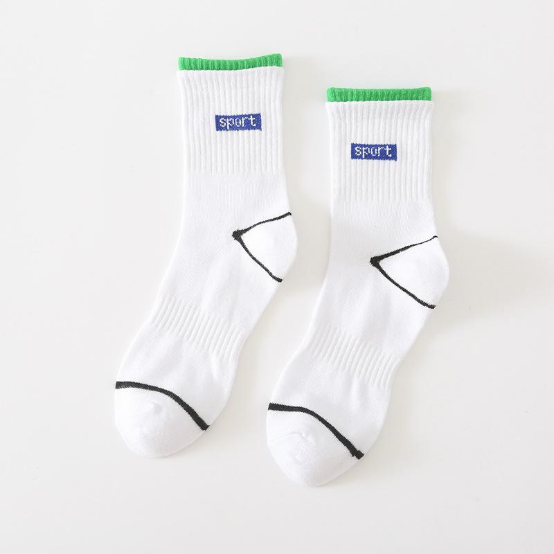 5/10 Pairs Couple's Socks with Letters Cute Black and White Mid Calf Socks Trendy Cotton Sports Socks Comfortable