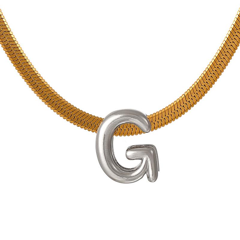 Titanium Steel Snake Bone Chain 26-Letter A-Z Initial Pendant Necklace Alphabet Choker Jewelry Holiday Gift For Women
