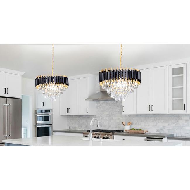 Modern K9 Crystal Chandelier Luxury Black LED Pendant for Home Villa Ceiling Installation With Switch Control for Room Lighting