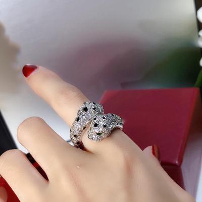 Double Leopard Opening Diamond Ring, Two Tone Anti Allergic Material, Birthday Gift, Free Shipping, Daily Outfit, Sweet and Romantic