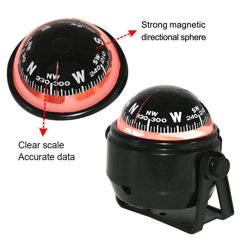 Waterproof Navigation Positioning Car Boat Compass Marine Sailing Compass With Electronic LED Light Nautical Compass