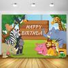 Banner Decorazione Sfondo Festa 1° Compleanno Bambino Bambina Baby Shower Festa Safari Animali della Giungla Vinile Sfondo Fotografico Oggetti di Scena per Fotografia