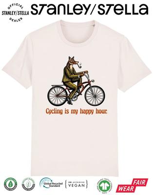 Maglietta da Uomo 'Il Ciclismo è il Mio Happy Hour' - Volpe Ciclista Divertente Abbigliamento per Bici Bicicletta