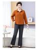Women's Plus Size Velvet Long-Sleeve T-Shirt and Warm Base Layer Set for Middle-Aged and Elderly
