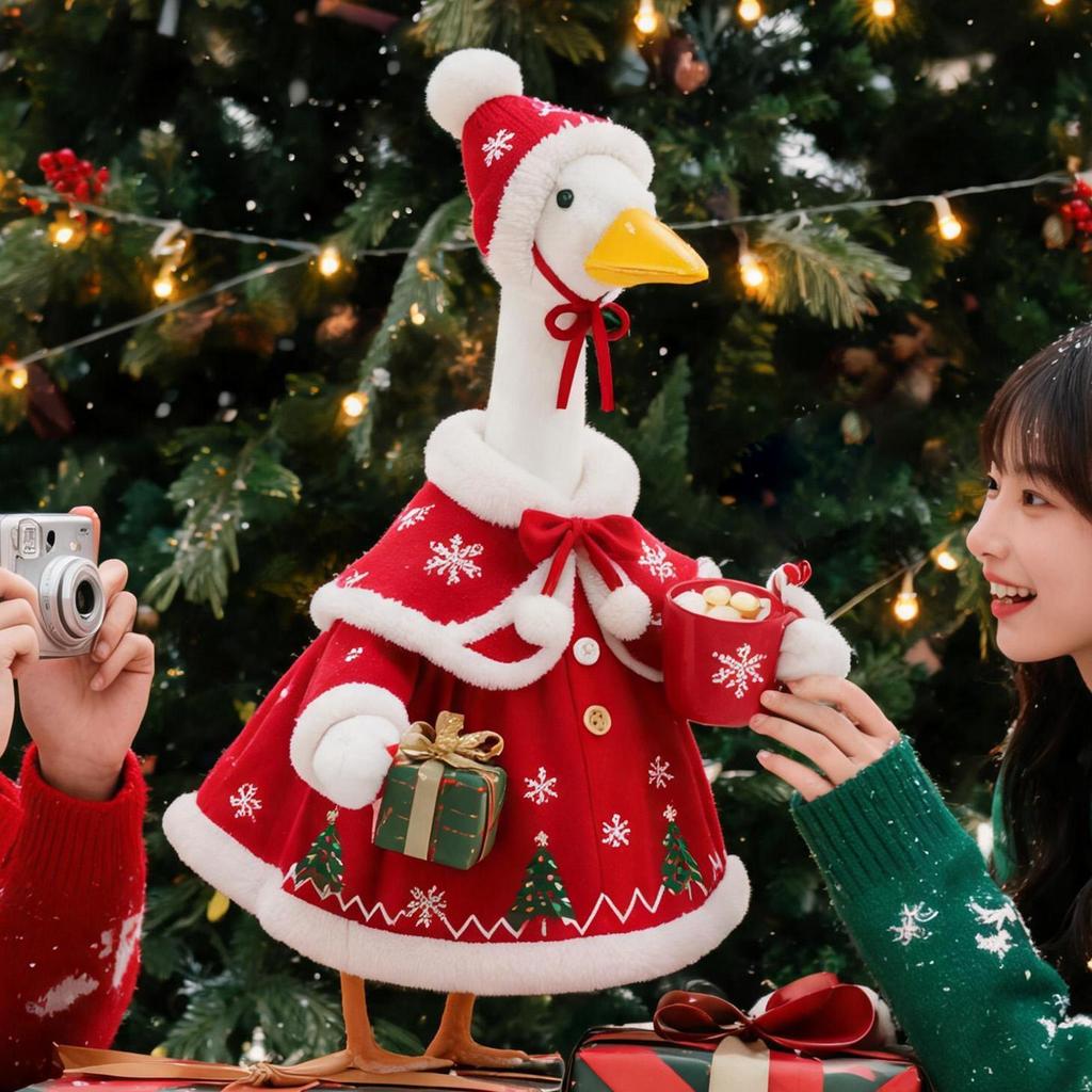 Goose Outfits Christmas Holiday Statue Dress Costume Decoration Fits 11-inch Garden Goose Outfits for Garden Yard Lawn Outdoor