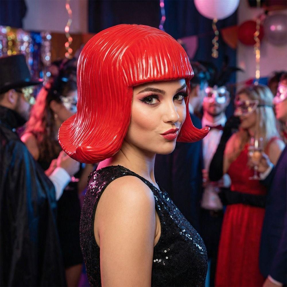 Comfortable To Wear Latex Mask Realistic Rubber Colorful Hair Hats Funny Overhead Masks  Masquerade