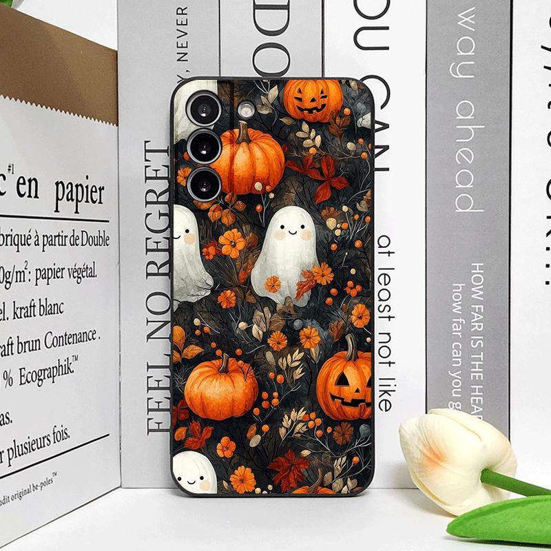 Halloween Pumpkin Ghost Bookshelf Book Phone Case for Samsung Galaxy A56 A42 A13 A14 A55 A16 A54 A36 A53 A52 A51 A50 Soft Covers