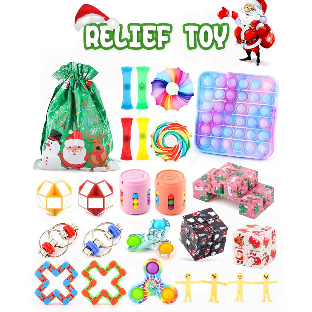 24Pcs Christmas Stress Relief DIY Toy Set Decompression Fidget Kit for Kids & Adults Holiday Gift