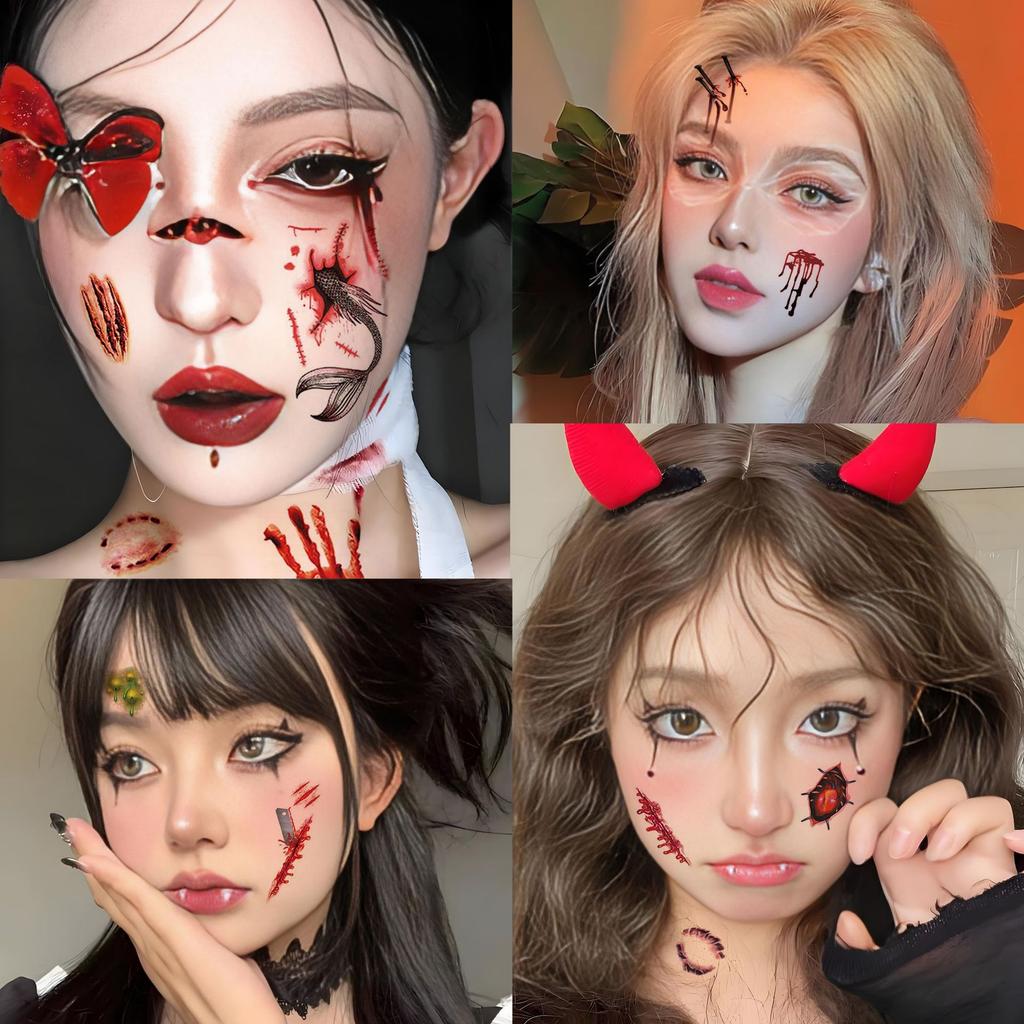Halloween scar tattoo sticker simulated wound tattoo sticker masquerade waterproof temporary sticker can be customized