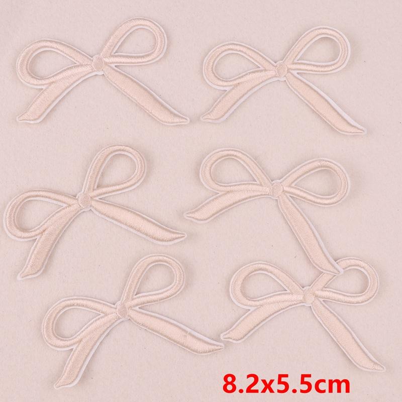 10PCS Pink Bow Embroidery Patches Iron On Patches For Clothing Cartoon Cute Pink Patches On Clothes Kids Stickers DIY Applique