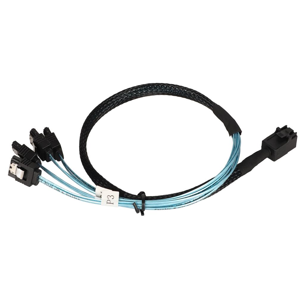 12GBPS Mini SAS HD SFF 8643 to 4 SATA 3.0 Cable PVC Dual Channel 7P Server Hard Disk Array Data Line 0.5m 1.6ft