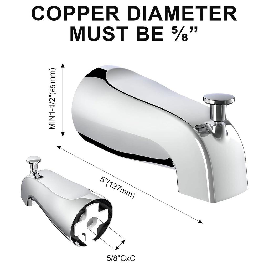 Aluminum Alloy Tub Spout with Shower Diverter Press Type Faucet Easy Installation Bathtub Accessories for Slip Pipe