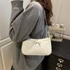 Solid Color Fashion Bow New Trendy Texture Commuting Shoulder Underarm Baguette Bag Women
