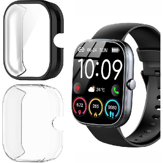 Compatible for uaue Smart Watch Case, Lamshaw Soft Slim TPU All Around Protective Shell Anti-Scratch Bumper Cover Case Compatible for uaue T60,