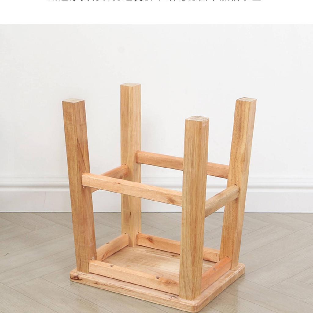 Solid Oak Wood Stool Sturdy with Rectangular Seat for Study Areas
