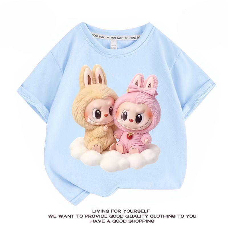Cute Pure Cotton Short-sleeved T-shirt for Girls,  Fashionable Round-neck Top for Summer Children