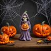 High-quality Halloween Ornament Resin Pumpkin Sculpture Spooky Halloween Skull Pumpkin Figurine Resin Skeleton Statue Indoor