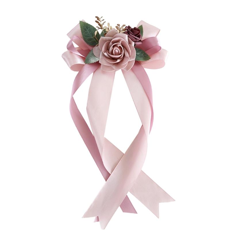 Elegant Wedding Car Door Handle Ribbon Decorations Door Handle Flower Bowknot Decoration for Wedding Car and Venues