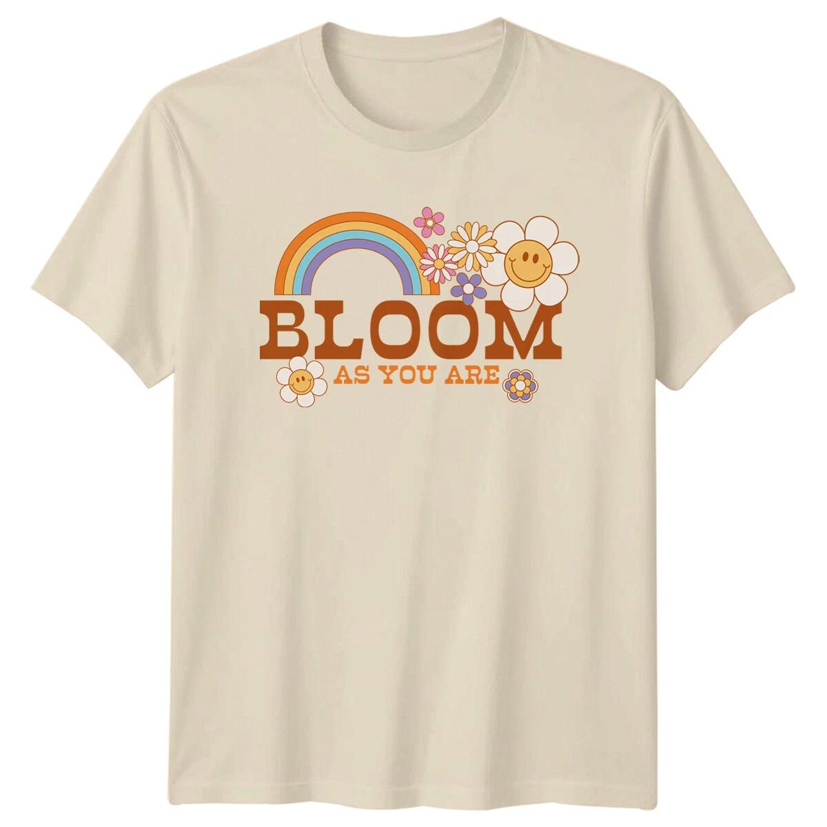 Bloom As You Are Rainbow Floral Vintage Retro Style T-Shirt M