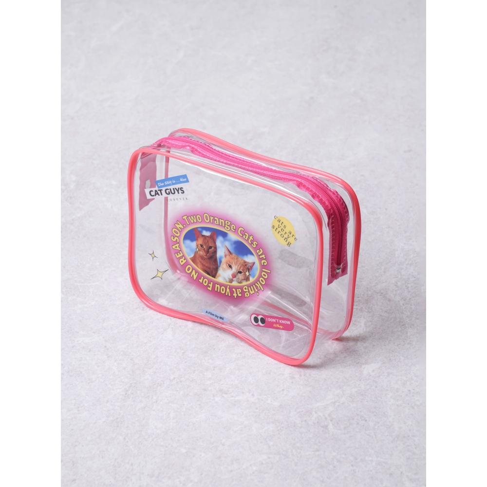 Daiso Cat Transparent Square Pouch Medium
